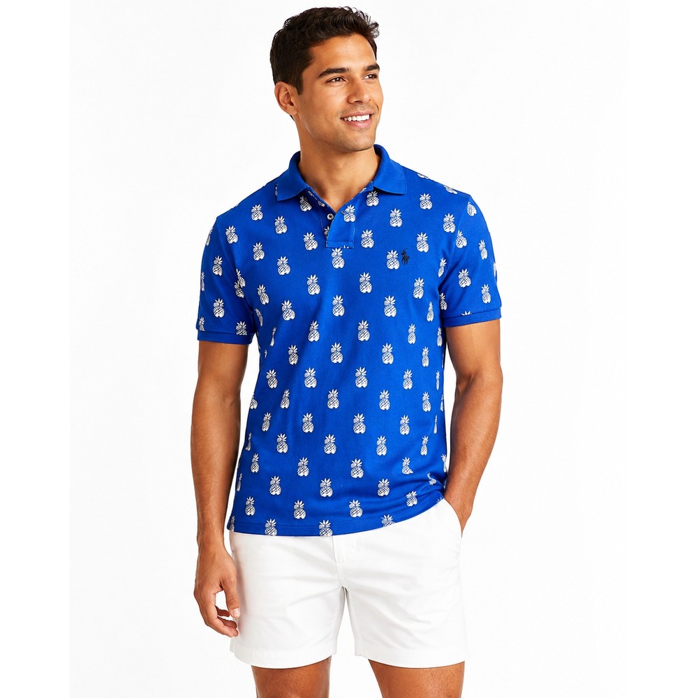 Polo Ralph Lauren Men's Pineapple Print Custom Slim Fit Mesh Aloha Shirt XL NEW